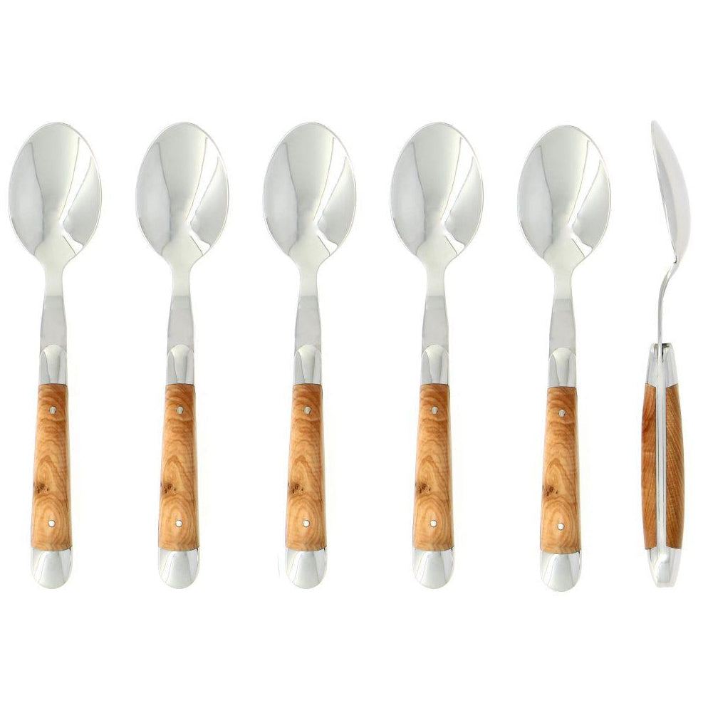 Forge de Laguiole Set of 6 Dessert Spoons Juniper Shiny Finish