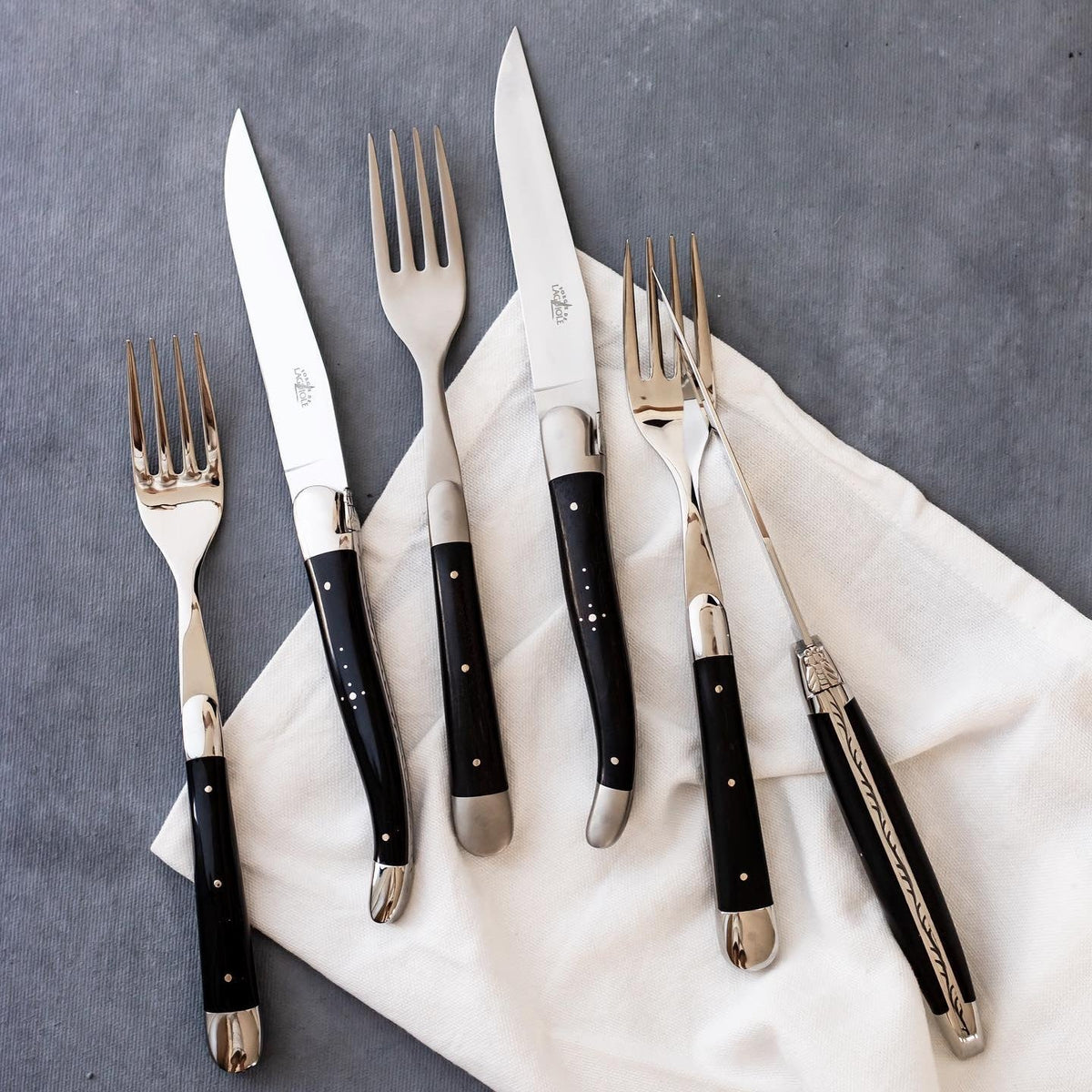 Forge de Laguiole Forks Dark Horn Tip Shiny Finish