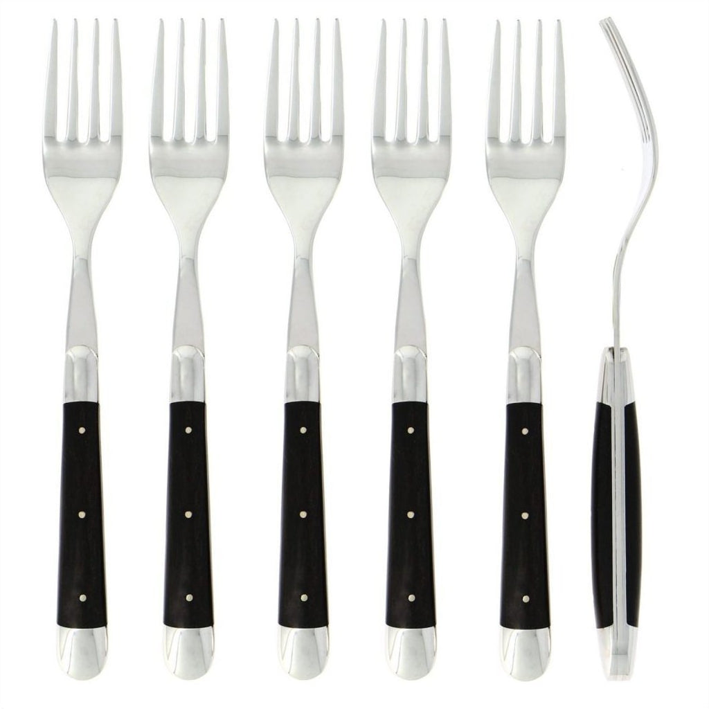 Forge de Laguiole Set of 6 Forks Ebony Shiny Finish