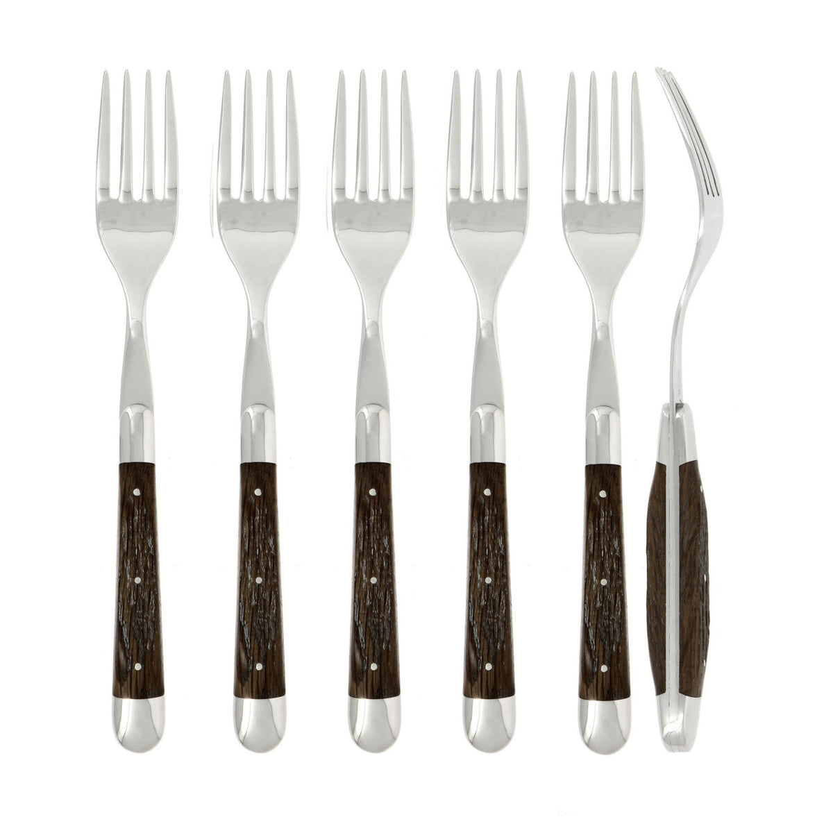 Forge de Laguiole Forks Fossilized Oak Shiny Finish