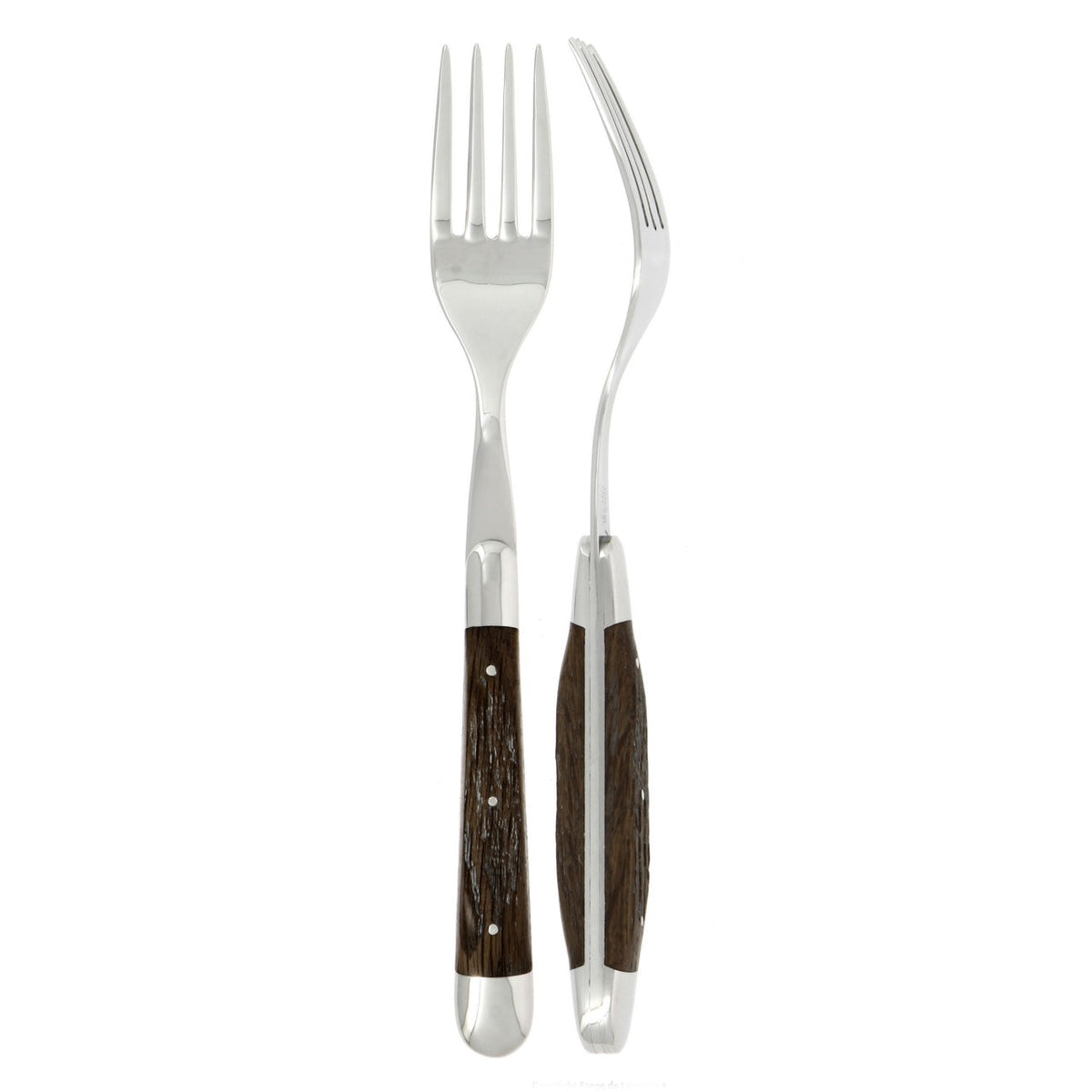 Forge de Laguiole Forks Fossilized Oak Shiny Finish