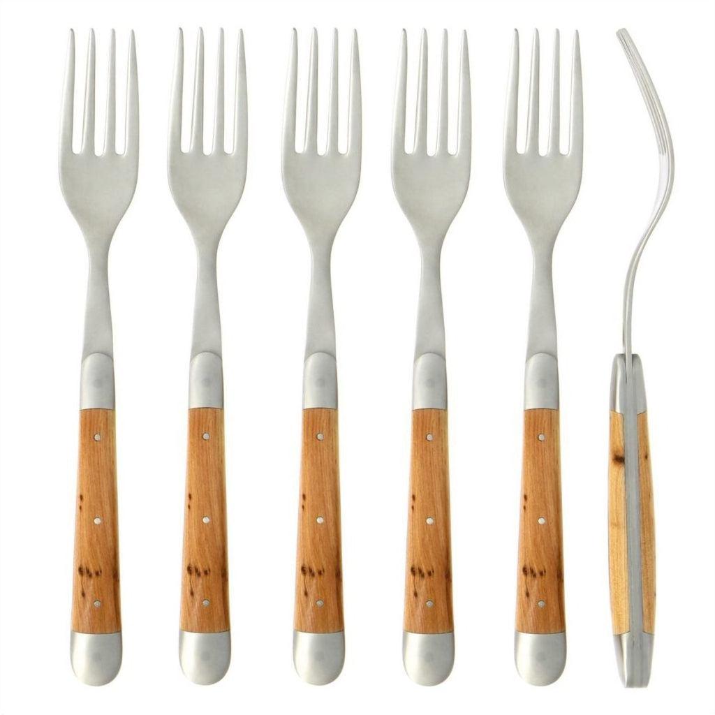 Forge de Laguiole Set of 6 Forks Juniper Satin Finish