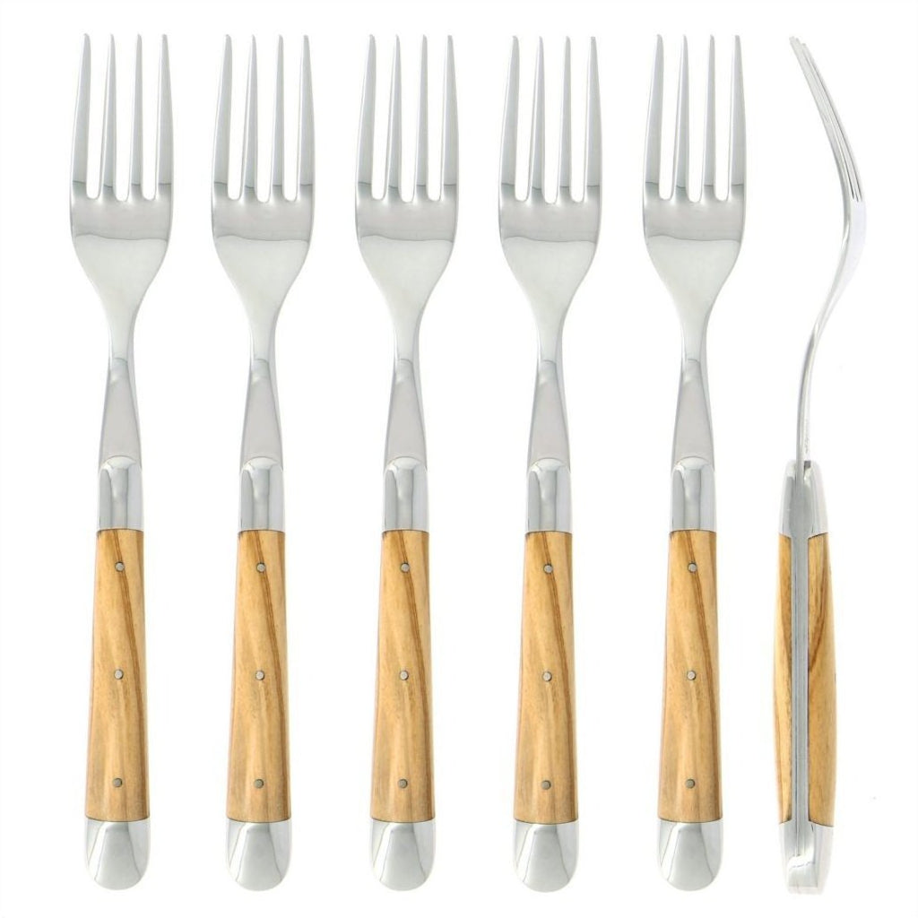 Forge de Laguiole Set of 6 Forks Olive Shiny Finish