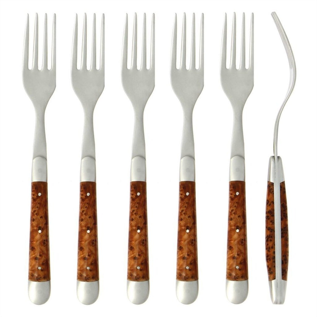 Forge de Laguiole Set of 6 Forks Thuya Satin Finish