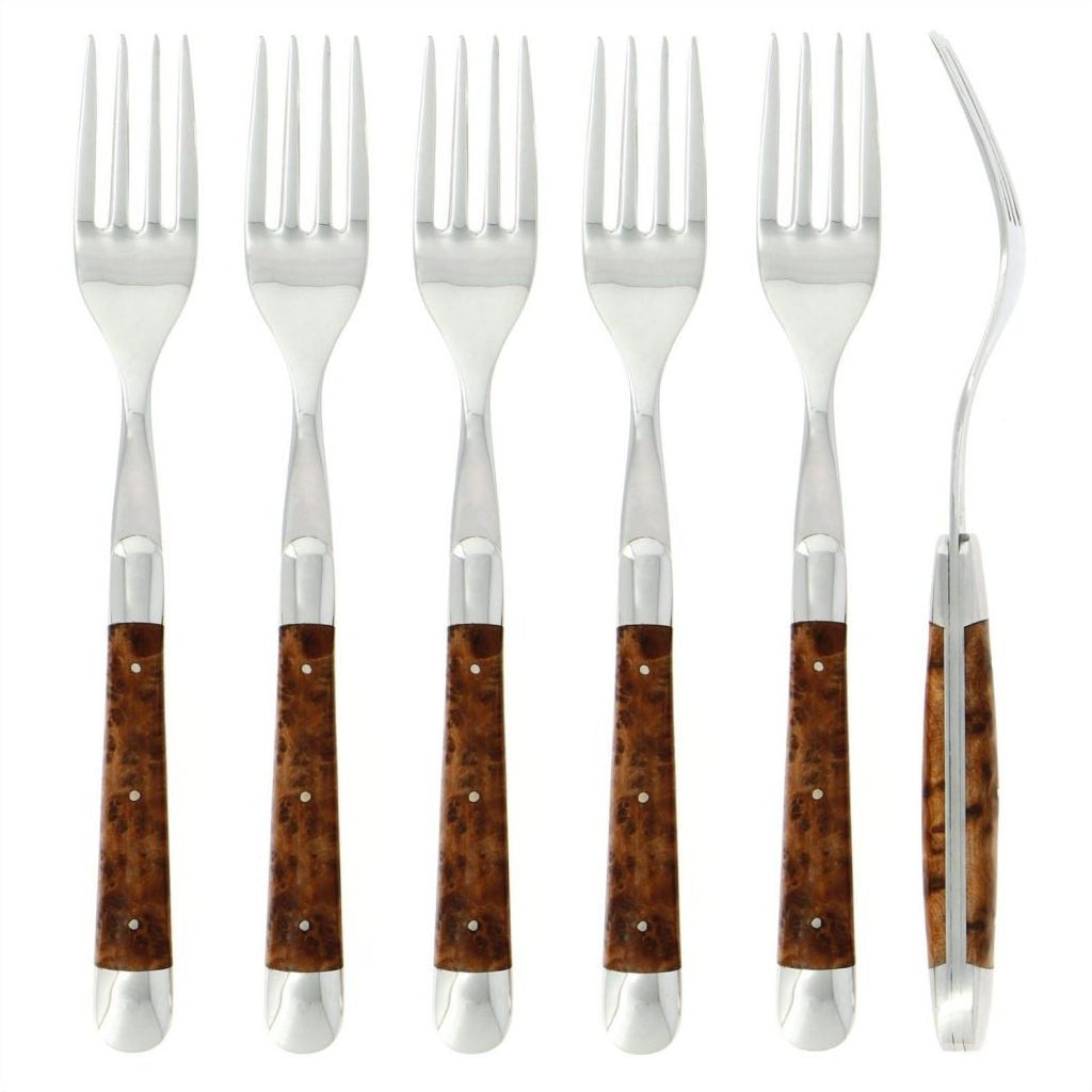 Forge de Laguiole Set of 6 Forks Thuya Shiny Finish