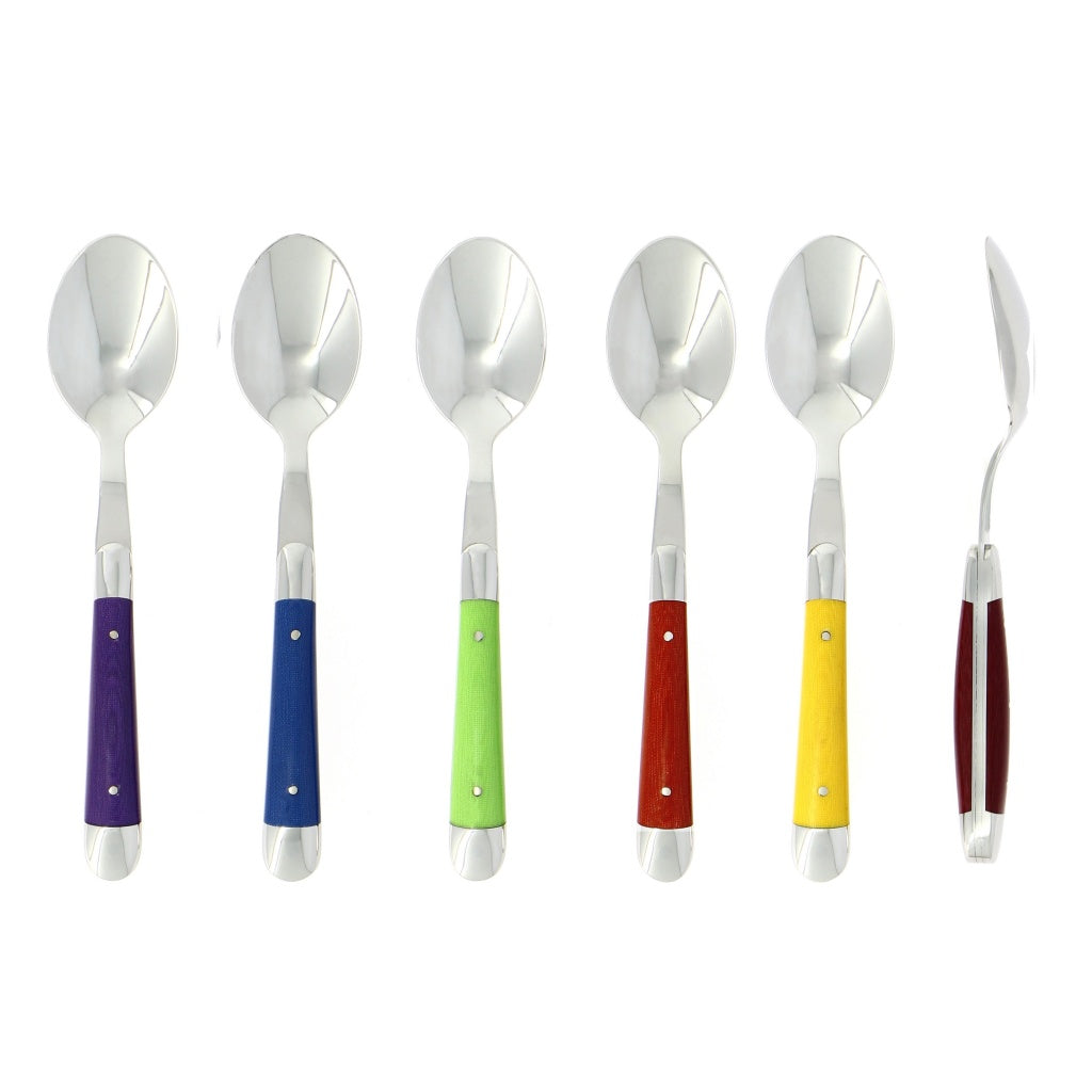Forge de Laguiole Set of 6 Dessert Spoons Fabric Series Multi Color