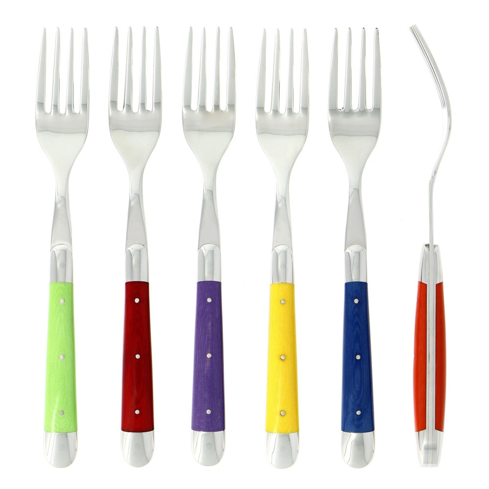 Forge de Laguiole Set of 6 Forks Fabric Series Multi Color