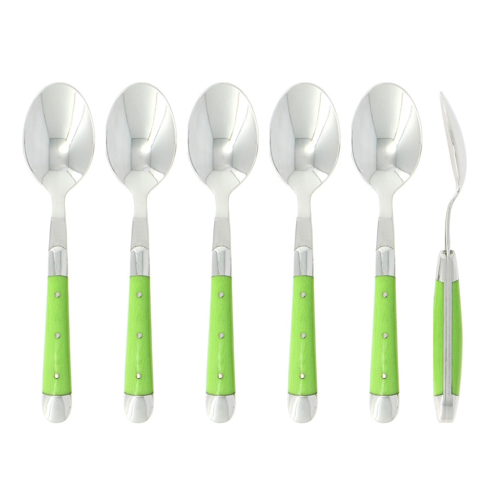 Forge de Laguiole Soup Spoons Fabric Series Green