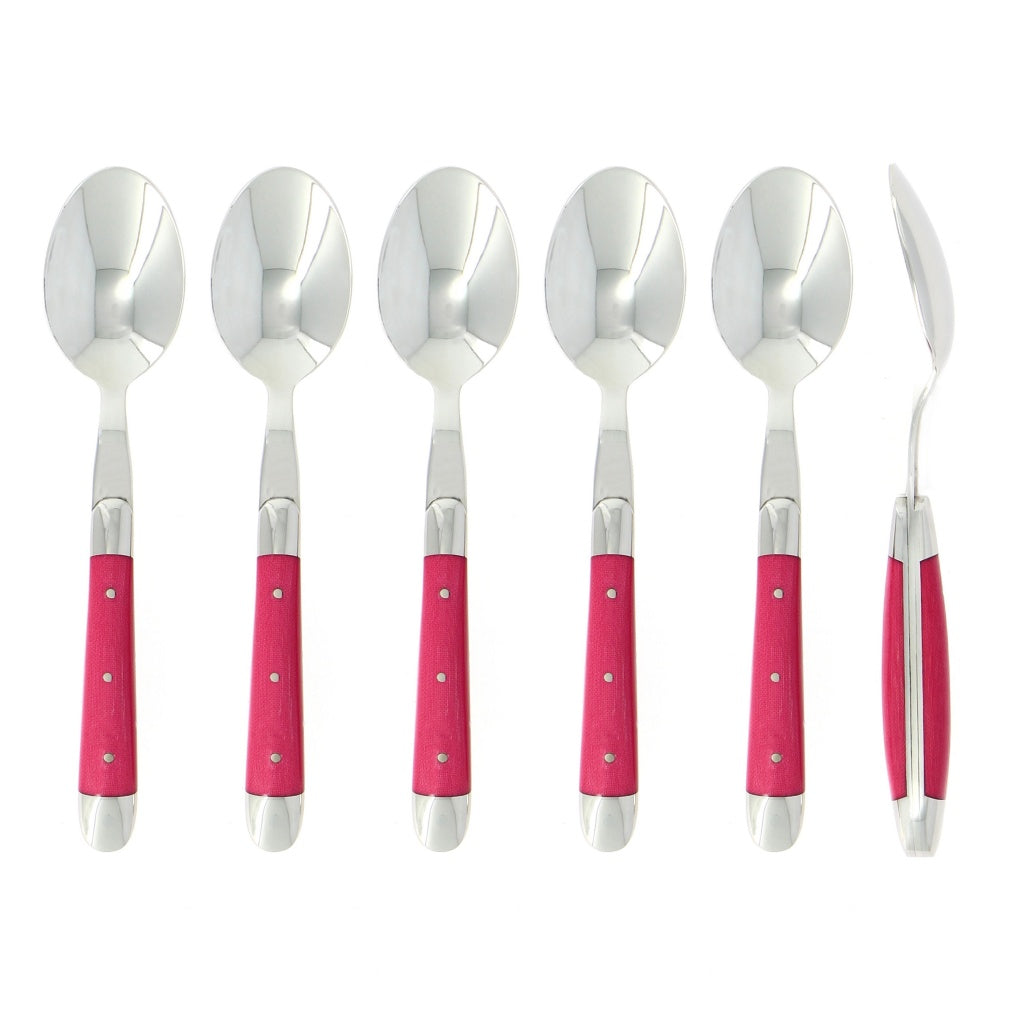 Forge de Laguiole Soup Spoons Fabric Series Pink
