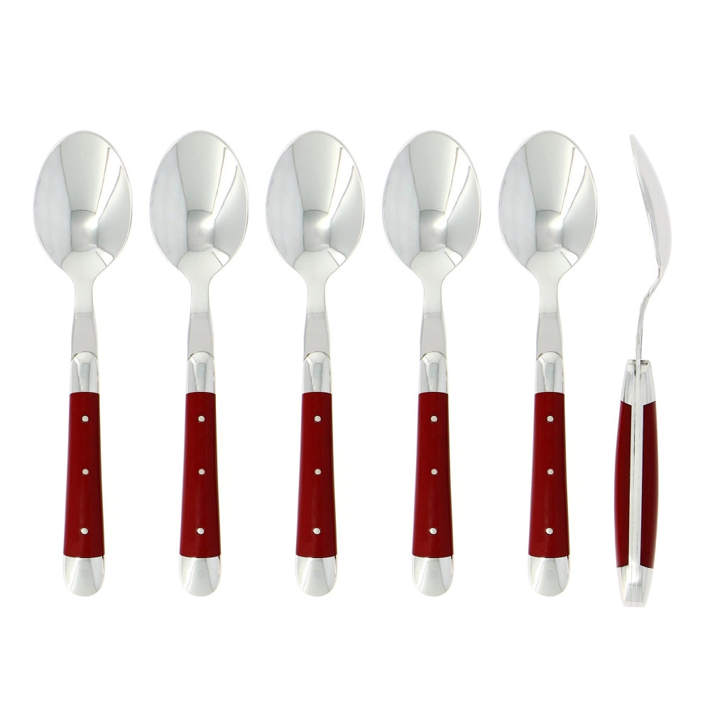 Forge de Laguiole Soup Spoons Fabric Series Red