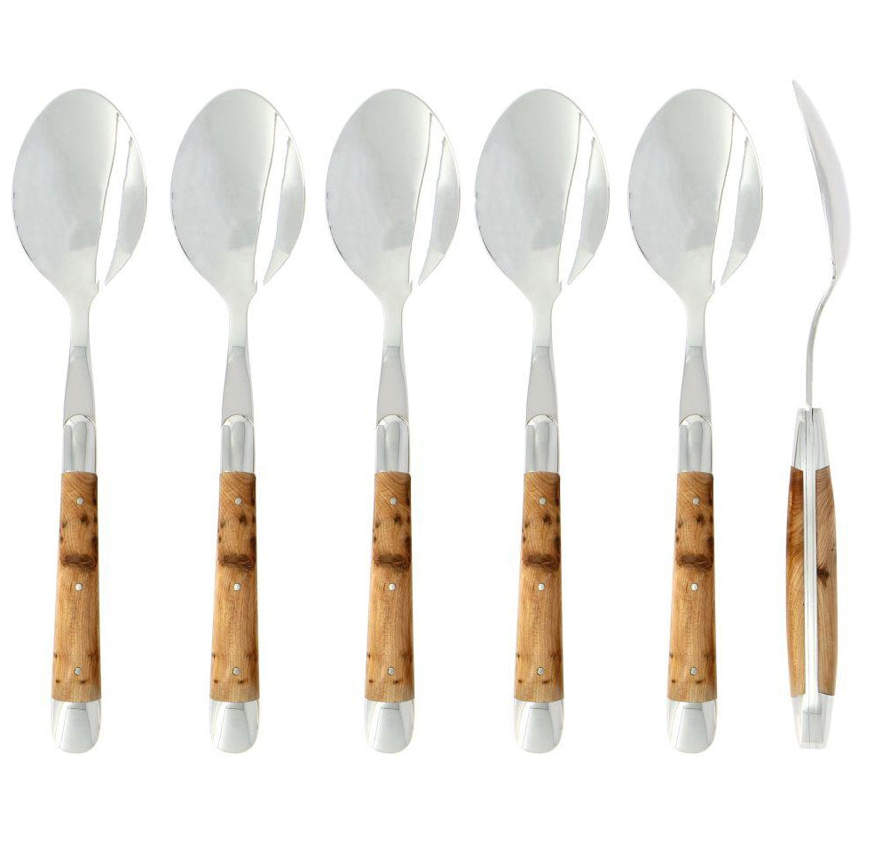 Forge de Laguiole Set of 6 Soup Spoons Juniper Shiny Finish