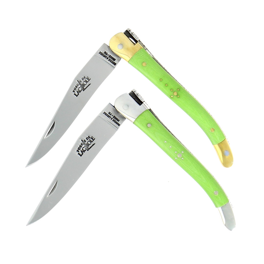 Forge de Laguiole Tradition 9 cm Fabric Series Green