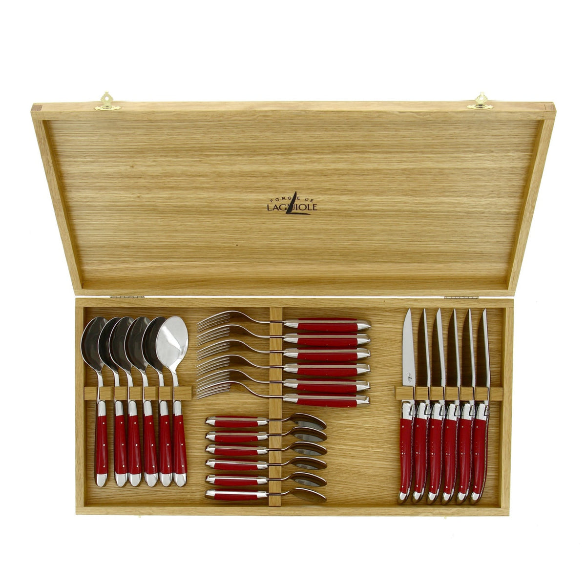 Laguiole 24 Piece Cutlery Set Fabric Series Red