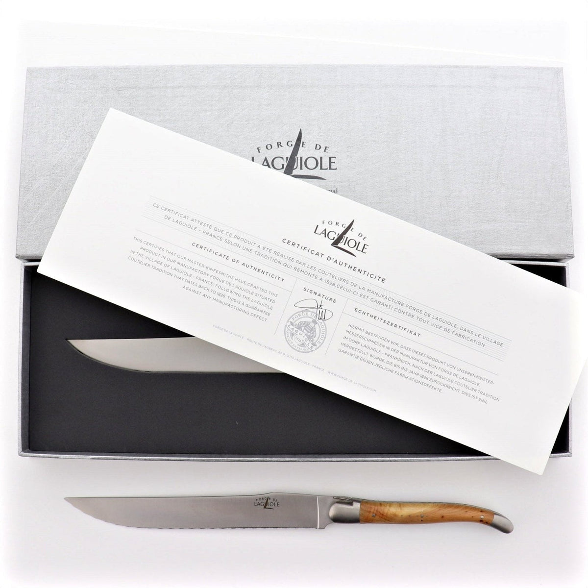 Laguiole Bread Knife Juniper Handle - Satin Finish