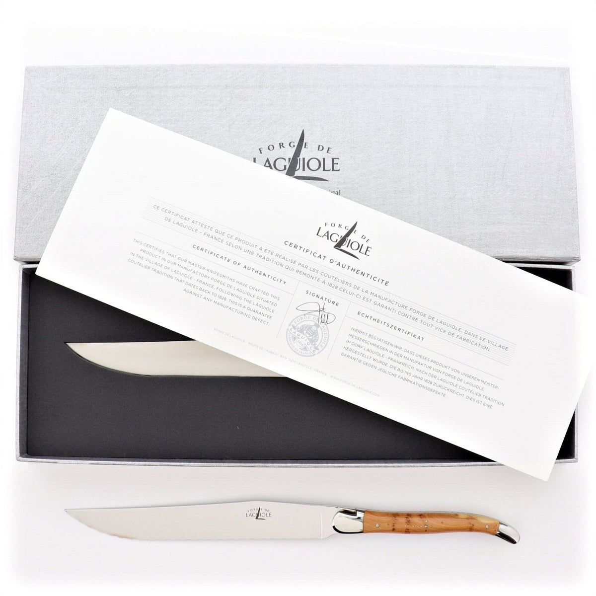 Laguiole Bread Knife Juniper Handle - Shiny Finish