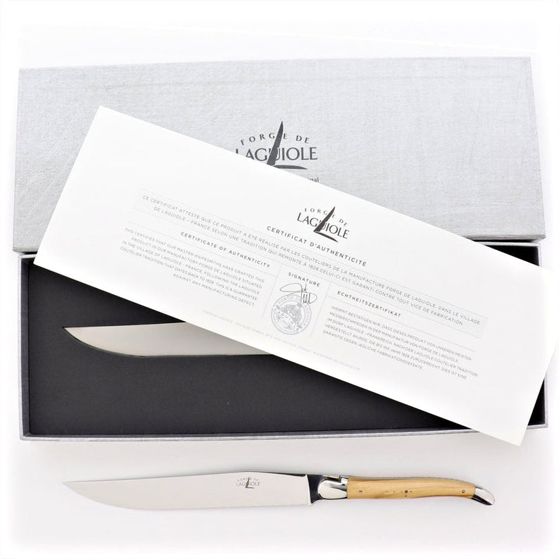 Laguiole Bread Knife Olive Wood Handle - Shiny Finish