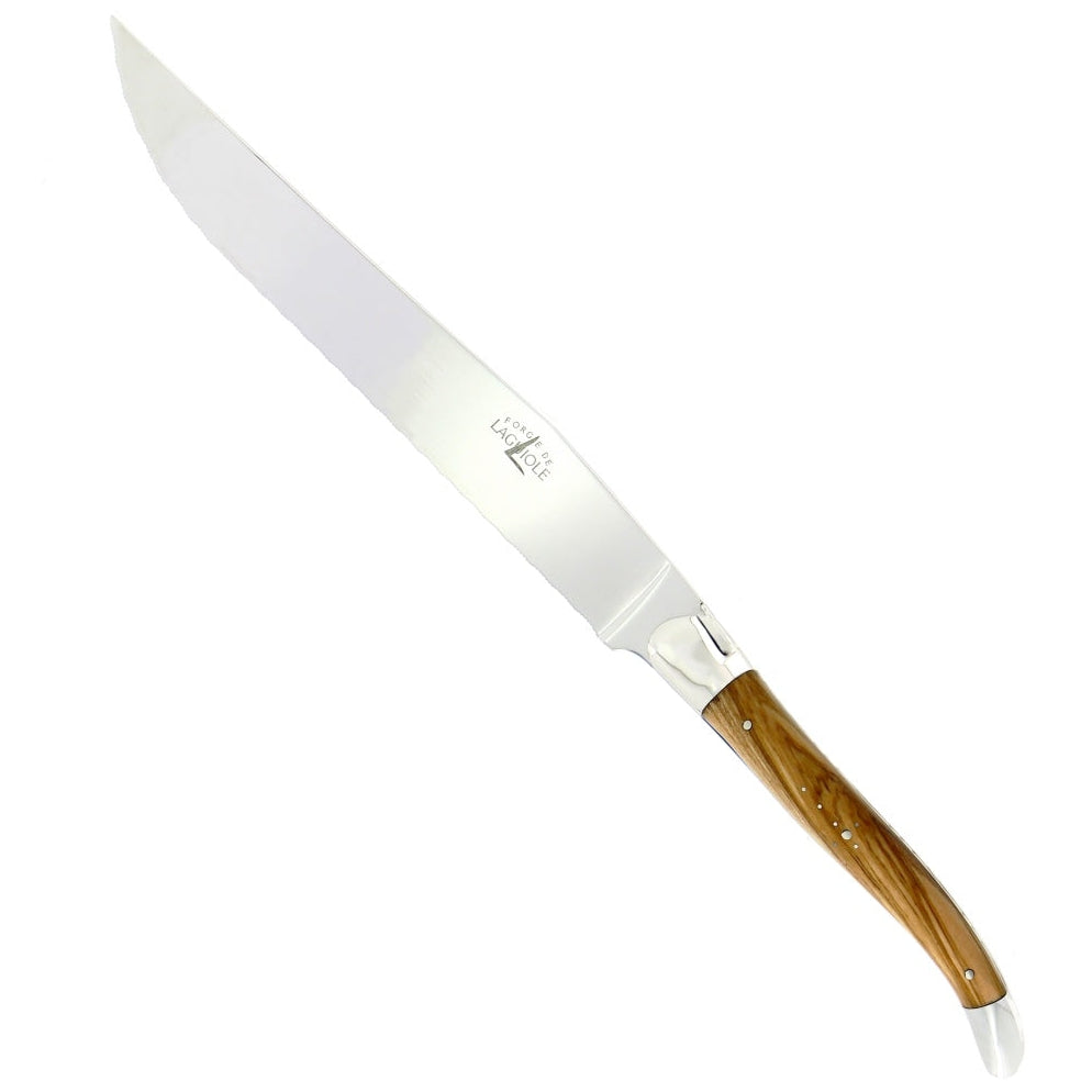 Laguiole Bread Knife Olive Wood Handle - Shiny Finish