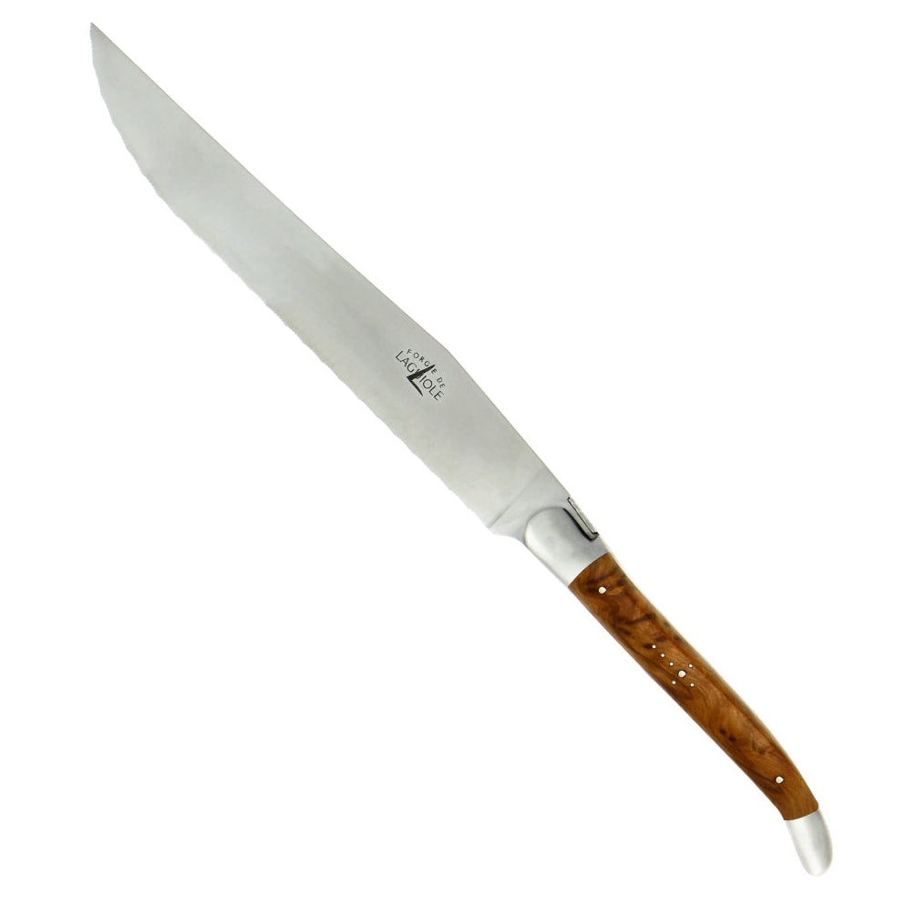 Laguiole Bread Knife Thuya Burl Handle - Satin Finish
