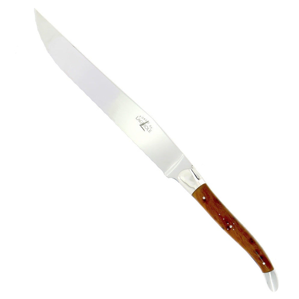 Laguiole Bread Knife Thuya Burl Handle - Shiny Finish