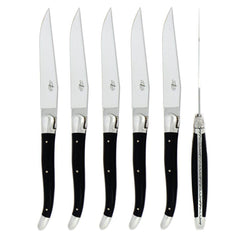 Laguiole Steak Knives 6pc set Black Acrylic Glass Handle - Forge de  Laguiole USA