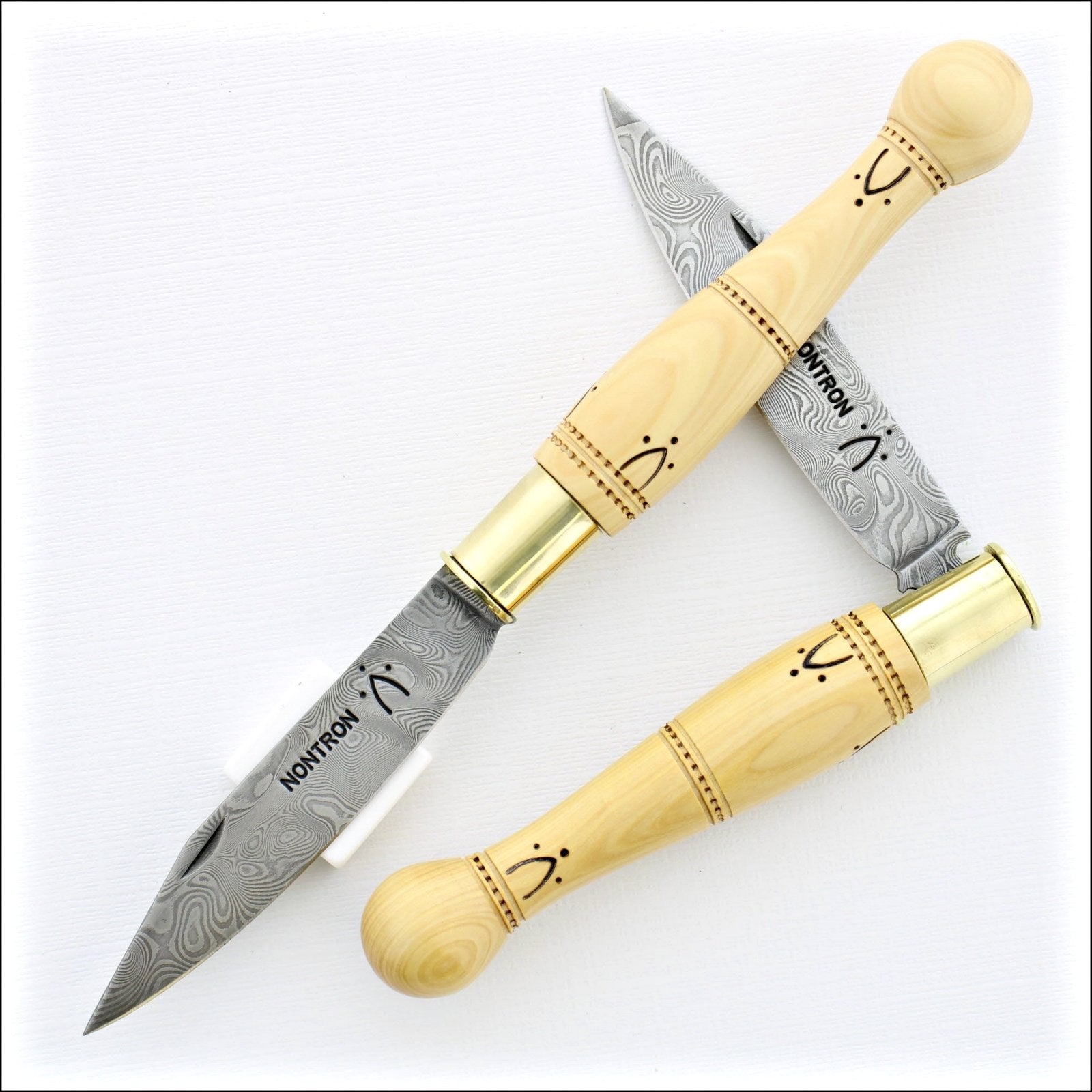 Nontron Pocket Knife No25 - Damascus Blade Ball Handle