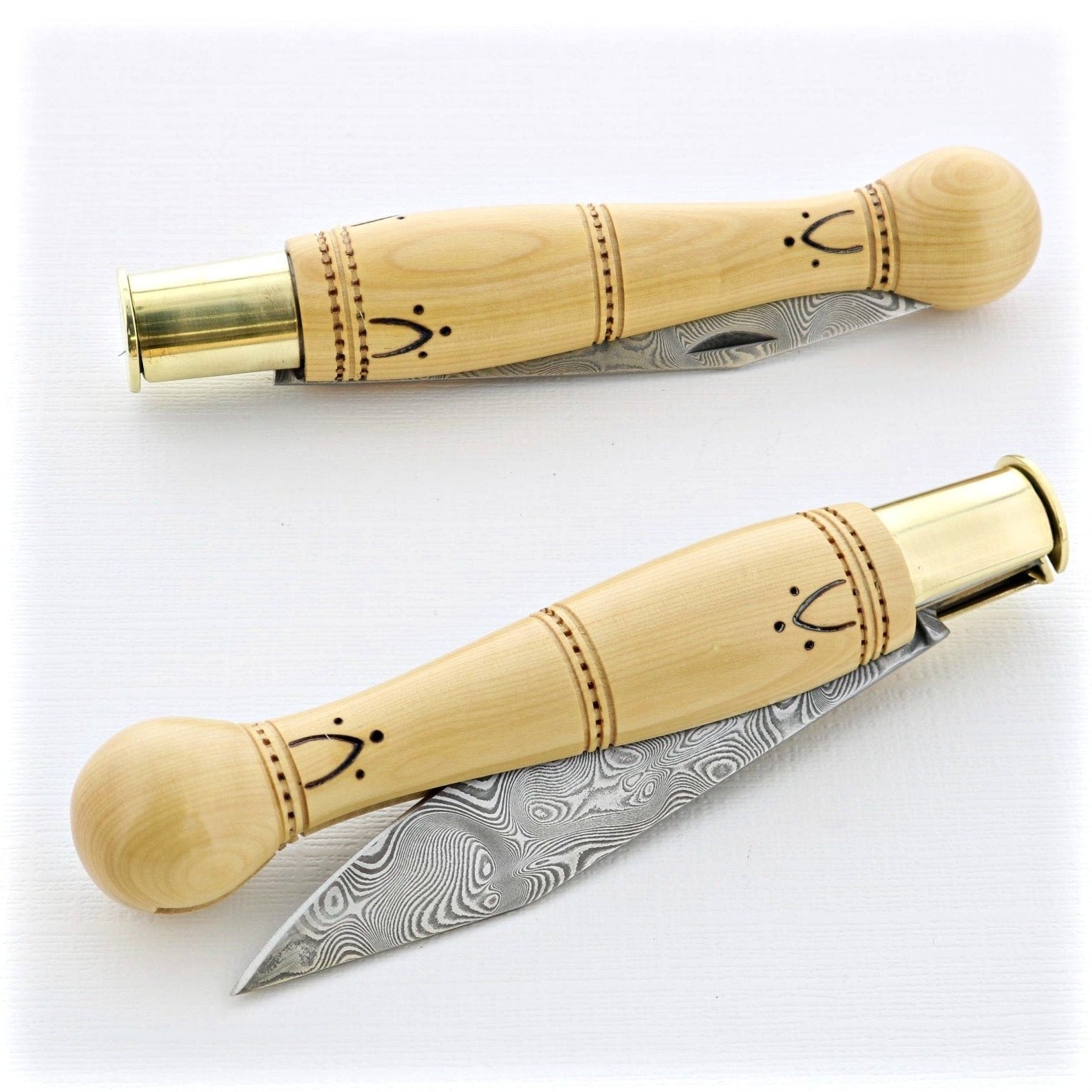 Nontron Pocket Knife No25 - Damascus Blade Ball Handle