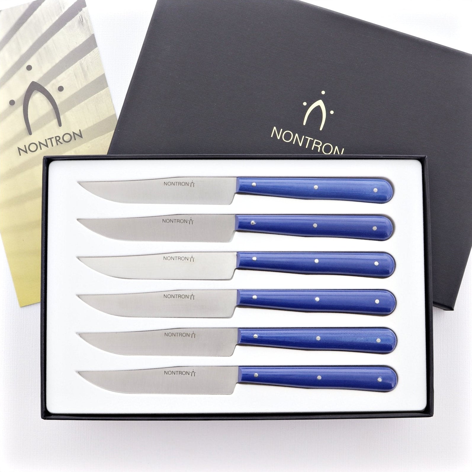 Nontron Steak Knives Royal Blue Compressed Fabric