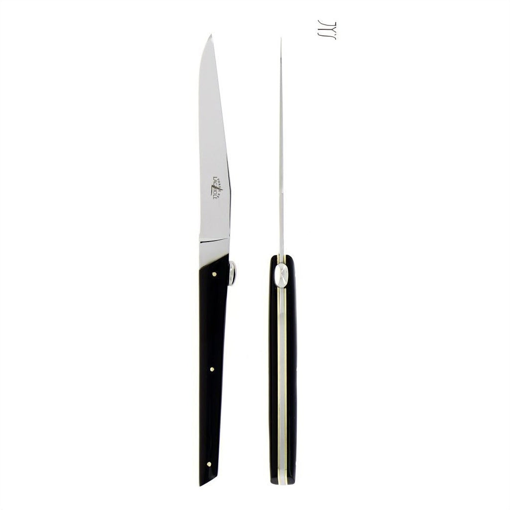 Olivier Gagnère Set of 2 Black Acrylic Steak Knives - Forge de Laguiole USA