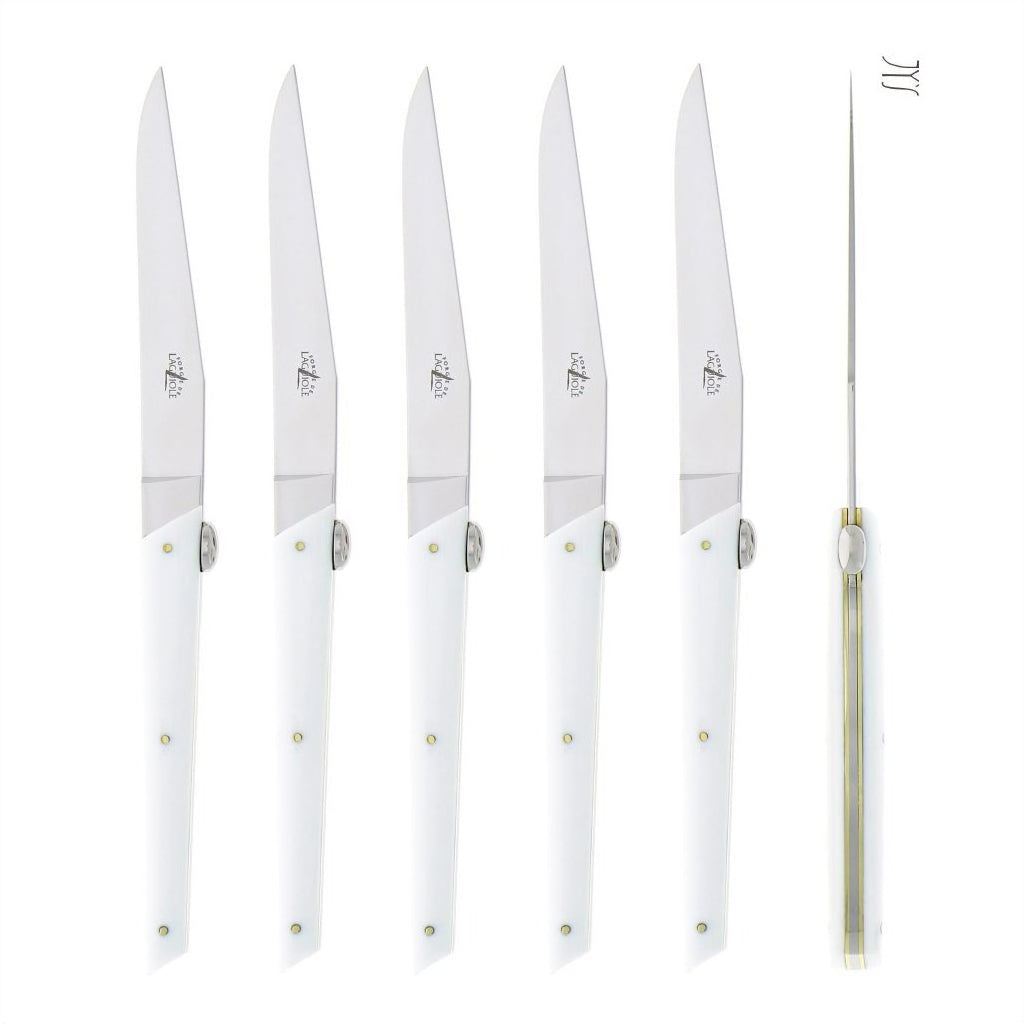 Olivier Gagnère Set of 6 White Acrylic Steak Knives