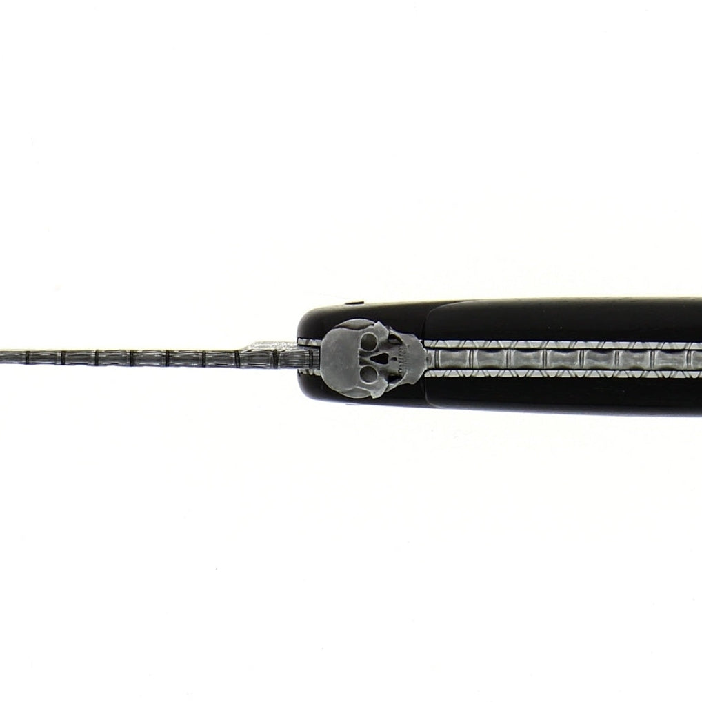 RAMBAUD 287 - Ebony with Chiseled Skull Pocket Knife by Stéphane Rambaud