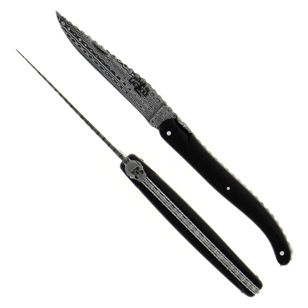RAMBAUD 287 - Ebony with Chiseled Skull Pocket Knife by Stéphane Rambaud
